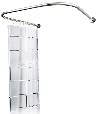 Loobiiny U-Form Duschstange Ohne Bohren Duschvorhangstange Badewanne Bogenstange Edelstah U Form Badewanne Edelstahl Teleskopstange Eckduschstange Größe des Vorhangs 3m*2m