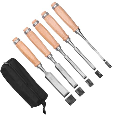 Juego de Cinceles para Carpintería, Cincel para Tallar con Borde de Cuchillo a Prueba de Golpes con Bolsa para Tallar para Grabar