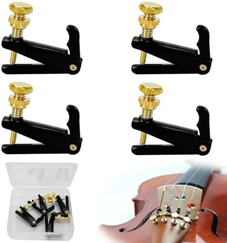 4 Stk Violine Feinstimmer, Violin Tuner Feinstimmer, Violin Metall Saitenfeinstimmer, Violine Fine Tuner, Geige Tuner Schraube, Violinsaiteneinsteller, Geigensaiten Feinstimmer für 1/8-1/2 Violin