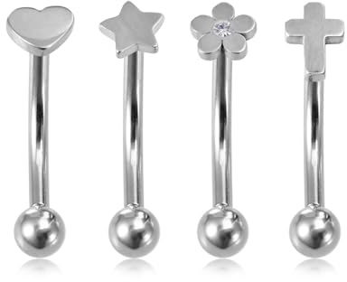 4 pcs Curved Barbell Eyebrow Lip Ring Rook Daith Helix Bars 8mm Stainless Steel 16G Piercing Banana Silver Gold Eyebrow Piercing Jewellery