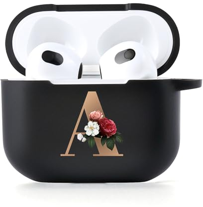 AKABEILA-fodral för AirPods 4 med karbinhake, mjukt TPU svart fodral med mönster AirPods 4 2024 laddningsfodral AirPods 4 Generation fodral
