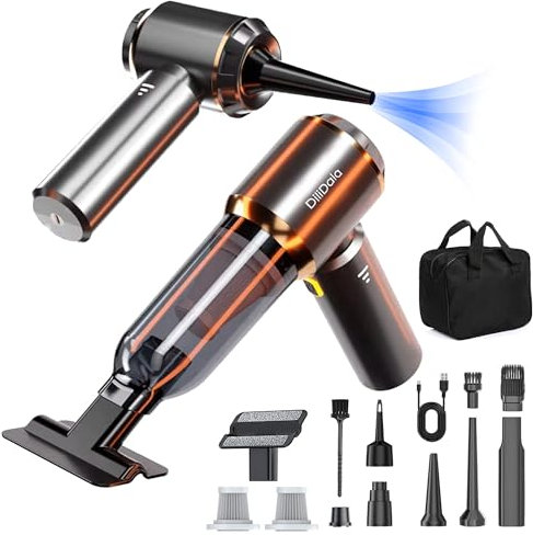 Aspirabriciole Senza Fili, 25000PA Aspirapolvere Auto, Aspirazione a 3 Velocità 220000 U/min Aspiratore e Soffiatore con Motore Brushless per Casa/Auto/Peli di Animali Aomestici