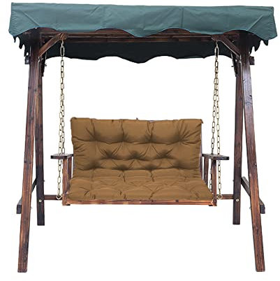 Wasserdichtes Ersatz-Bankkissen mit Rückenlehne, 2-/3-Sitzer, Gartenstühle, Bankauflagen, Outdoor, Terrasse, Möbel, Veranda, Hof, Khaki, 120 x 100 x 10 cm