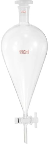 PATIKIL 1000ml Imbuto Separatore Conico, Imbuto Separatore Da Laboratorio In Vetro Borosilicato Spesso Con Giunti 24/29 E Rubinetto In PTFE Per Estrazione E Titolazione