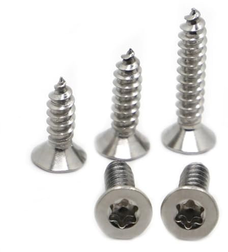 WUPNGS Selbstsichernde Holzschraube 50 Stück M2 M2,3 M2,6 M3 M4 M5 M6 304 Edelstahl Sechslappen Torx Senkkopf Flachkopf Sicherheit selbstschneidende Holzschraube(30mm,M6)