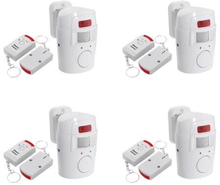 Pyugxab 4X Allarme Sensore di Movimento un Infrarossi - Antifurto con 2 Telecomandi, Adatto per Casa/Garage/Negozi