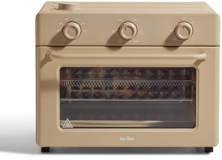 Our Place Large Wonder Oven | 6-in-1 Stainless Steel Air Fryer Toaster Oven Combo with Basket, Rack, Pan & Tray | 3-Rack, 32 QT, Large Capacity - Toast, Roast, Bake, Reheat, Broil & Steam | Steam