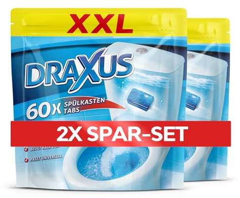 DRAXUS 60x Spülkasten Tabs I Wasserkastenwürfel für den Spülkasten im XXL Pack I Färbt das Wasser blau I Sorgt für extra Frische und hält die Toilette sauber (2x Spar-Set)