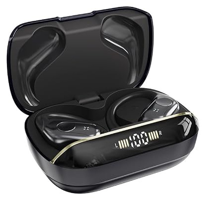 2025 Bluetooth 5.4 Headphones Sport, 45H Stereo Wireless Earphones with ACC/SBC 3D surround HIFI sound, IPX6 Waterproof, LED Display Wireless Headphones for Running (Black)