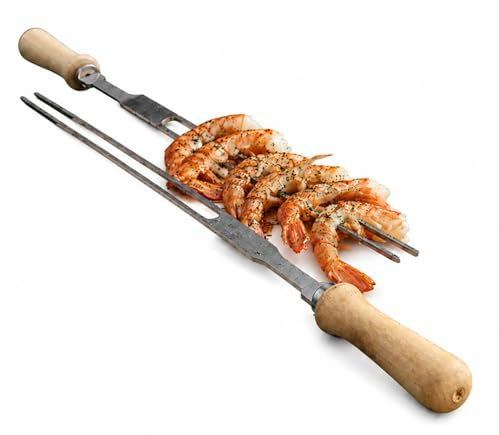 Grillspieß Edelstahl für Scampi, Fisch- & Gemüse für Grill & Lagerfeuer