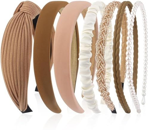QOMJUFA Lot de 7 Bandeaux à Cheveux de Qualité - Pour Femmes et Filles. Des Modèles Différents, Serre - Têtes en Plastique Solides, Parfaits pour Tous les Moments de la Vie Quotidienne