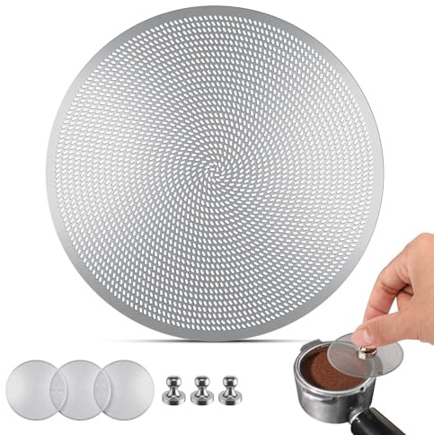 3 Pantallas para Espresso 53,5 mm – ultrafinas de 0,2 mm, puck screen de acero inoxidable, reutilizables, compatibles con portafiltros Sage de 54 mm y Ninja Luxe