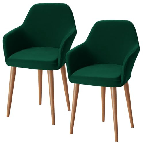 Alishomtll Stretch Stuhlhussen 2er Set Sesselbezug Stuhlbezug mit Armlehnen Abnehmbare Waschbar Schonbezug für Bürostühle Esszimmerstühle Bezug für Küche Bankett Hochzeit Party (Grün, 2 Stück)