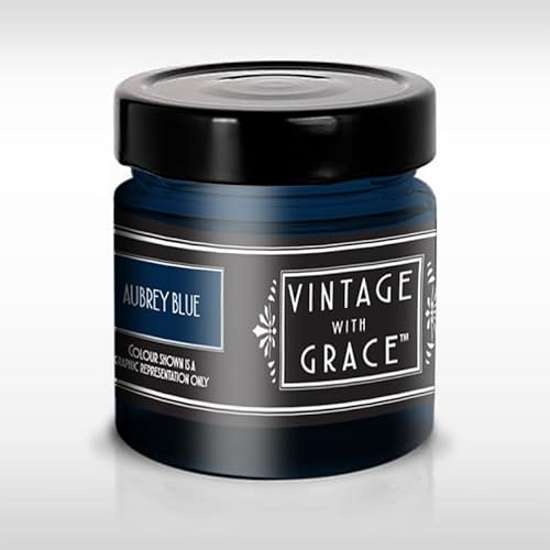 vintage with Grace Mineral Paint - Aubrey Blue 40ml – Premium Chalk Finish, Eco-Friendly & Smooth Matt Look for Furniture, Walls & Crafts – Easy to Apply, Quick Drying