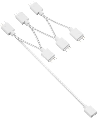 YAODHAOD 5 V 3-polig ARGB Splitter-Kabel & Verlängerungskabel，1-zu-3/4/6 Splitter， für CPU-Kühler 5 V Lüfter LED Lichtstreifen (1 zu 6, ARGB weiß)