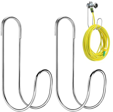 Generico TUSCO CHURA - Porta manguera de jardín de 2 | Bobina para manguera de jardín de acero | Gancho de manguera pesada | Gancho para mangueras flexibles de acero inoxidable porta 'organizador Pe