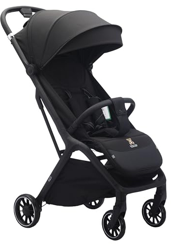 MOCCA Baby Compact Lightweight Travel Stroller Pushchair for Toddlers Up to 4 Years (22 kg), One-Hand Fold, Extra-Large Hood, 5-Point Harness, Adjustable Calf Support – Black