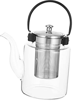 GRIRIW Théière Transparente Verre Bouilloire Verseuse Passoire Domestique Résistante Chaleur Accessoire à Thé