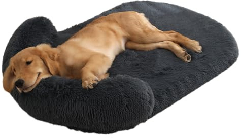 Panier Chien Grande Taille, Orthopedique Canapé pour Chat, Coussin Chiens Dehoussable et Lavable, Anti-dérapant, lit Apaisant Comfy pour Chien de Grande Taille (Gris foncé, XL:120 * 75cm)