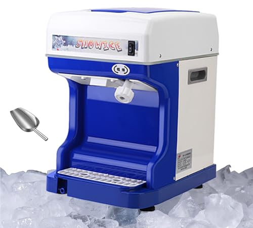 VzxCrue Broyeur à Glace éLectrique De Table, Machine à CôNes De Neige Automatique, éPaisseur RéGlable, Lame en Acier Inoxydable pour Restaurants, FêTes, Snack-Bars,2L