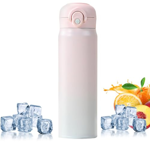 Gihioue Bouteille d'eau en acier inoxydable de 500 ml - Motif dégradé de couleur - Tasse étanche pour le sport, la boisson, la gym, les, l'école, le café, les voyages - Pour l'école
