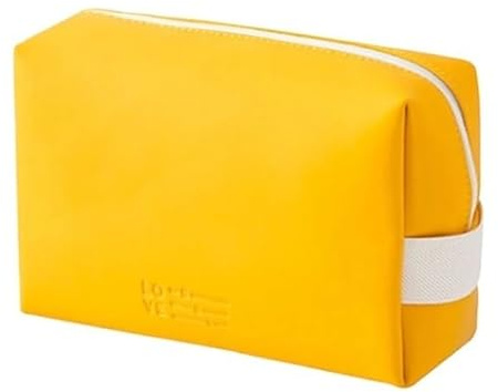 Makeup Bag Reise-Kosmetiktasche aus Leder, tragbar, for Damen und Herren, Make-up-Etui, wasserdicht, multifunktionaler Kulturbeutel, Aufbewahrungstasche(Yellow)
