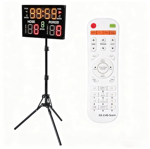PromiseFly Elektronische Digitale Tischanzeigetafel, Tragbare Basketball-Anzeigetafel mit Timer-Uhr, Multifunktional Punktezähler Zähltafel für Basketball, Tischtennis, Volleyball