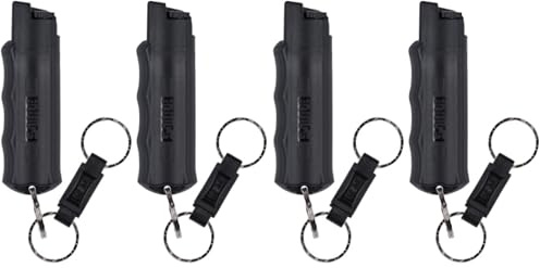 SABRE Pepper Spray-Quick Release Keychain for Easy Carry & Fast Access,Max Police Strength Self Defense OC Spray UV Dye, 10 Sec. SprayTime,Finger Grip - Faster Aim,0.54 fl oz,Secure Safety,(Pack of 2)