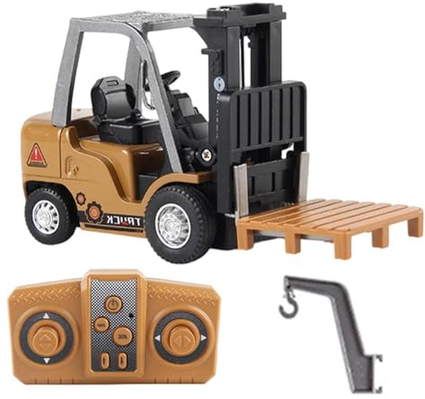 Générique Mini carrello elevatore RC – Gru telecomandata – Carrello elevatore senza fili caricatore per veicoli da costruzione, giocattolo robot con gancio di sollevamento, batteria ricaricabile |