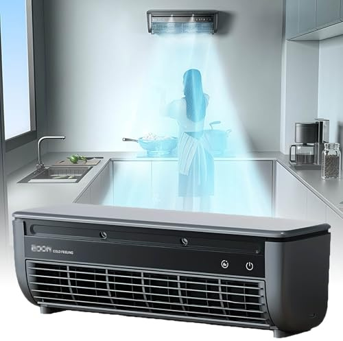 Raffreddatore ad Aria a Parete Ultra-Sottile con Ricarica Wireless, Ventilatore di Raffreddamento Silenzioso a 3 velocità per Ufficio da Camera da Letto, Design Portatile Compatto, Bianco Nero