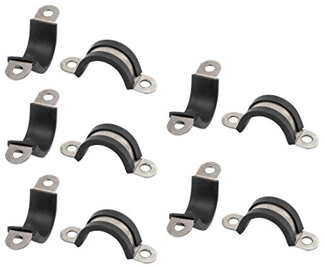 sourcing map 10 Stk 22 mm Durchmesser Gummierte U-förmige Edelstahl Rohrschellen Schlauchrohrschelle DE de