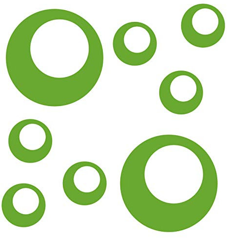 kleb-Drauf® | 8 Retro-Punkte | Hellgrün - matt | Wandtattoo Wandaufkleber Wandsticker Aufkleber Sticker | Wohnzimmer Schlafzimmer Kinderzimmer Küche Bad | Deko Wände Glas Fenster Tür Fliese