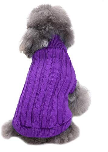 CHBORCHICEN Pullover für kleine Hunde, gestrickt, für Haustiere, Katzen, warmes Hunde-Sweatshirt, Winterkleidung, Kätzchen, Welpenpullover (Größe XS, Violett)