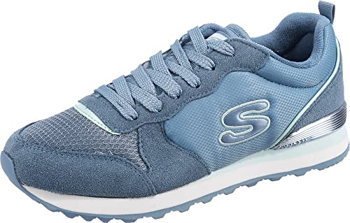 Skechers Damen Og 85 Step Fly Sneakers, Slate Suede Mesh Duraleather Light Blue Trim, 37 EU