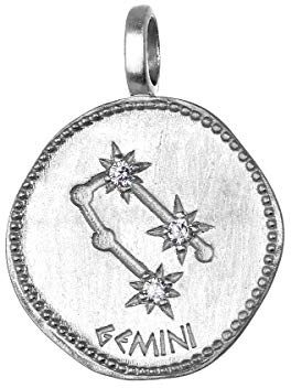 NKlaus Sternzeichen 925 Sterlingsilber mit Zirkonia weiß anlaufgeschützt Ø 16mm Ketten Anhänger rhodiniert Horoskop Zodiak