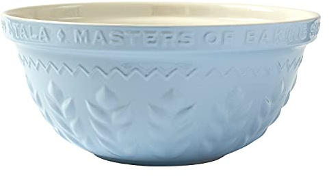 Tala Pale Blue Stoneware Mixing Bowl, Embossed Corn Design, Durable, Chip-Resistant, Baking, 30cm