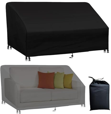 Gartensofa Schutzhülle, 3-4 Sitzer Gartenbank Abdeckung, 200×93×88/64 cm | Silberbeschichteter 420D Oxford, Wasserdicht, UV-beständig, Gartenmöbel Abdeckung