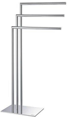 Sealskin Tube Handtuchhalter 3-armig, Handtuchständer freistehend mit 3 Handtuchstangen, auch als Kleiderständer zu verwenden, Metall, Chrom