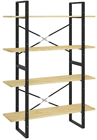 vidaXL Massivholz Kiefer Bücherregal 4 Fächer Industriestil Standregal Wandregal Bürorregal Aktenregal Regal Mehrzweckregal 100x30x140cm
