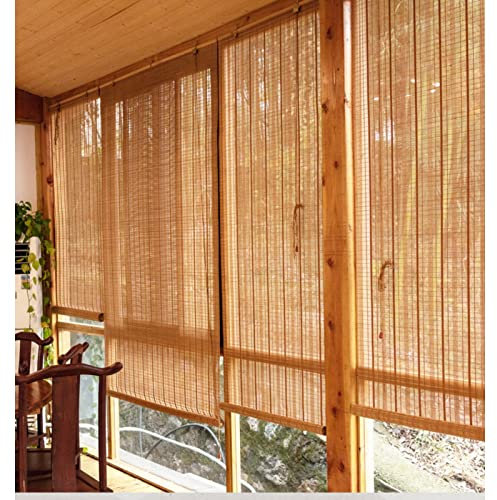 LIJINBO Natur Bambus Rolle Rollo,Bambus-Rollo Jalousien, Fensterschirme Block Sonnenlicht-Raumteiler for Schlafzimmer Balkon Büro Tee Zimmer Vorhang Panel, 46 Größen