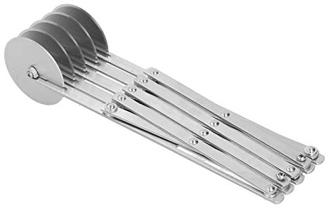 Cyrank Teigschneider, Pizzaschneider Edelstahl, 5 Rad Teigschneider, Gebäckschneider Werkzeug für Pizza, Kuchenteiler Pizzaschneider aus Edelstahl 5 Räder Justierbar Kuchenteiler, Pizza Cutter