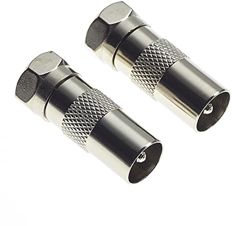 Adaptador De Clavija De TV A Clavija Tipo F - Enchufe Coaxial De TV, Adaptador Convertidor De Cable Coaxial Tipo F Conector RCA Macho Hembra RF, Enchufe Tipo F De Alta Velocidad - Paquete De 2