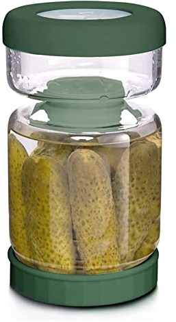 WhiteRhino Gurkenglas zum Umdrehen,1L Glas Einlegeglas, with Strainer,Gurken Behälter,Einlegeglas zum Umdrehen, for Olive, Kimchi,Jalapenos,Auslaufsichere Luftdichte Deckel