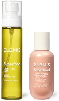 Elemis Superfood Glow Priming Feuchtigkeitscreme 60 ml mit Superfood Kefir-Tea Mist 100ml