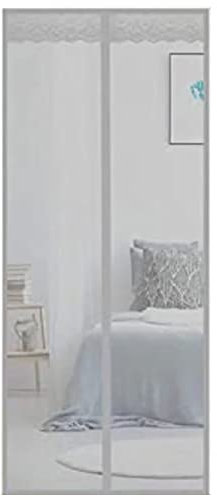 Verdunkelungsrollo Fliegengitter Türen, 125x245cm, mit selbstklebenden Bändern und Stiften für Türen und Fenster Zuhause, verhindert das Eindringen von Insekten, personalisierbar, Grau