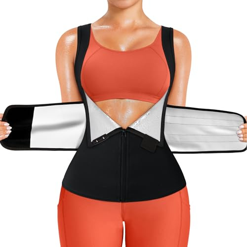 Junlan Schwitzgürtel Zum Abnehmen Korsett Damen Bauchweg Sauna Shirt Taillenformer Fitness Thermo Sauna Suit Hot Polymer Sauna Weste Damen