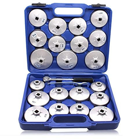 INPETS 23 stücke Ölfilterschlüssel Set Becher Typ Aluminiumlegierung poliert for Schraubenschlüssel und Werkzeugkasten Handwerkzeugsets