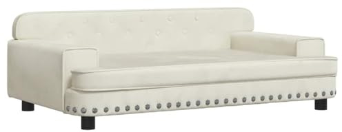 vidaXL Hundebett, Hundekissen mit weicher Polsterung, Hundesofa Hundecouch für kleine Hunde Haustiere, Haustierbett Katzenbett, Creme Samt