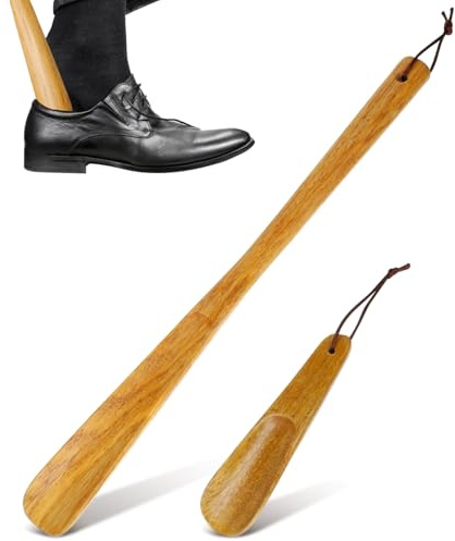 MAGICLULU Schuhlöffel Holz Set Mit Langem Und Kurzem Griff 15.75 Zoll Schuhanzieher Für Damen Herren Senioren Bequeme Schuhhilfe Schutz Vor Verformung