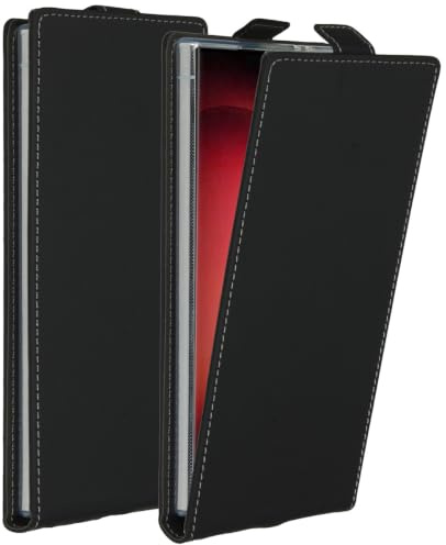 ACCEZZ Flip Case für Samsung Galaxy S24 Ultra – Magnetverschluss & Kartenfach – Stoßfestes Kunstleder (Schwarz)